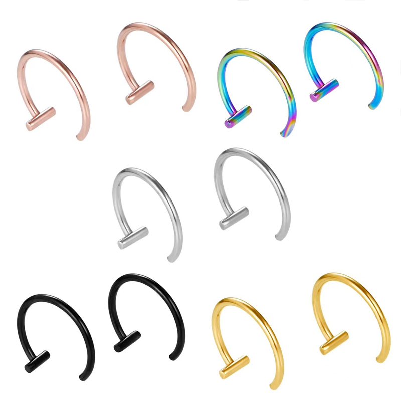 ต่างหูแบบครึ่งวงกลม 18G ทำจากเ - Body Jewelry Lip Ring บทวิจารณ์และราคา