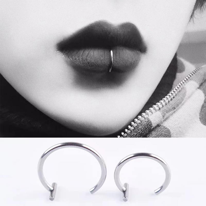 ต่างหูแบบครึ่งวงกลม 18G ทำจากเ - Body Jewelry Lip Ring บทวิจารณ์และราคา