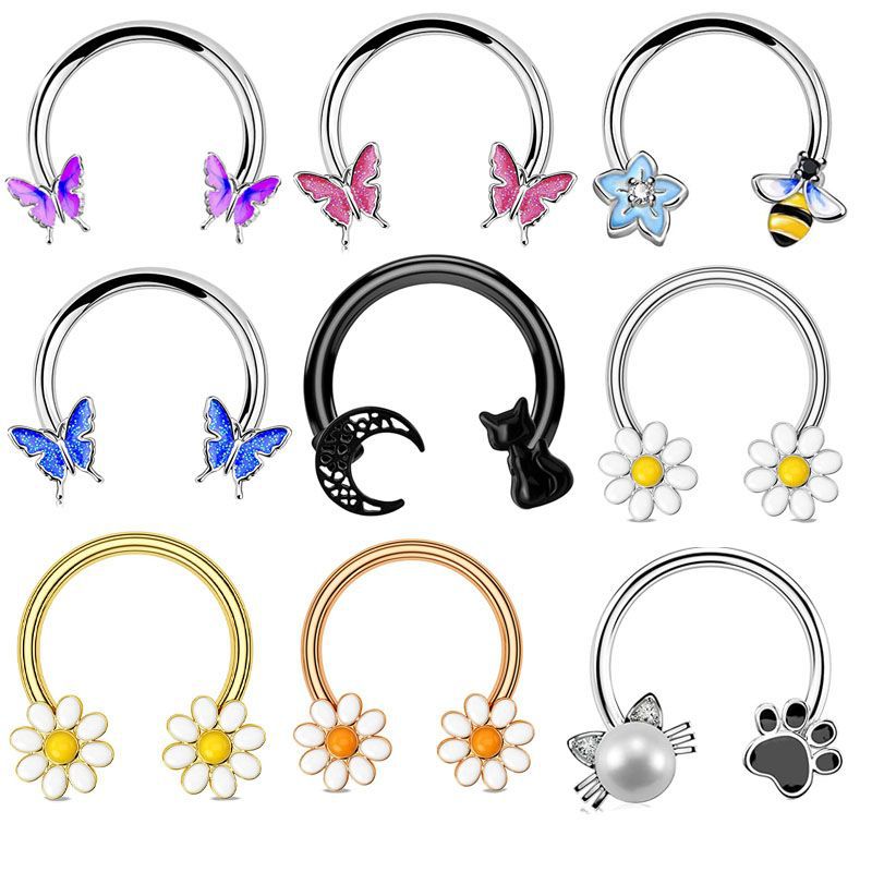 แหวนเจาะจมูก 16G แบบวงแหวน ทำจ - Body Jewelry Septum บทวิจารณ์และราคา