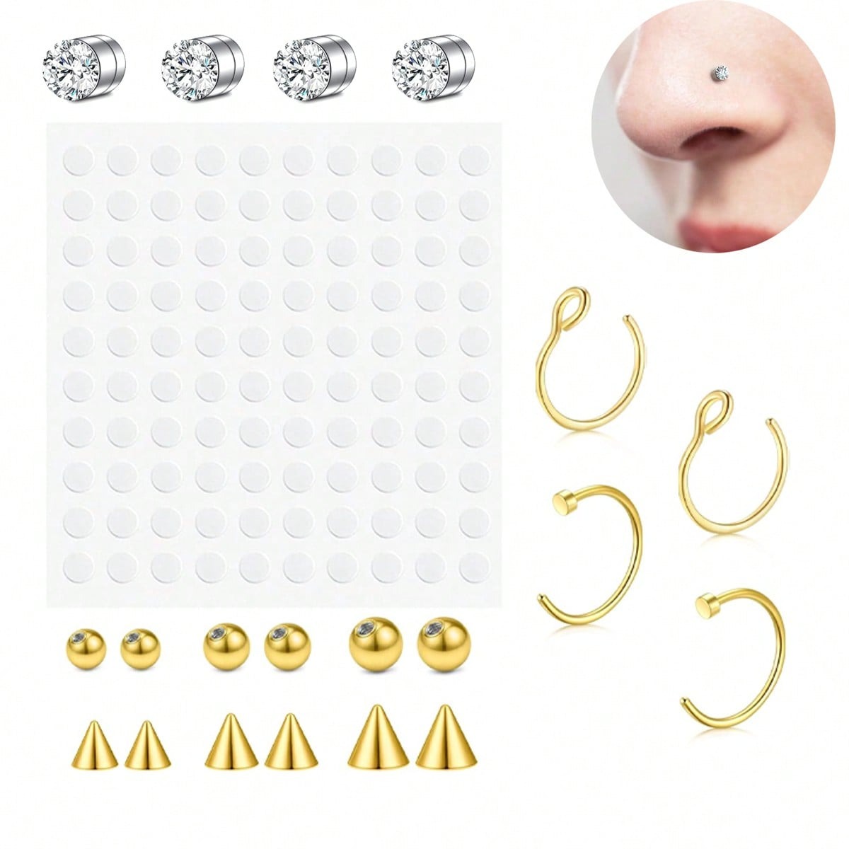 แหวนจมูกปลอม แหวนเจาะจมูกปลอมส - Body Jewelry And Piercing บทวิจารณ์และราคา