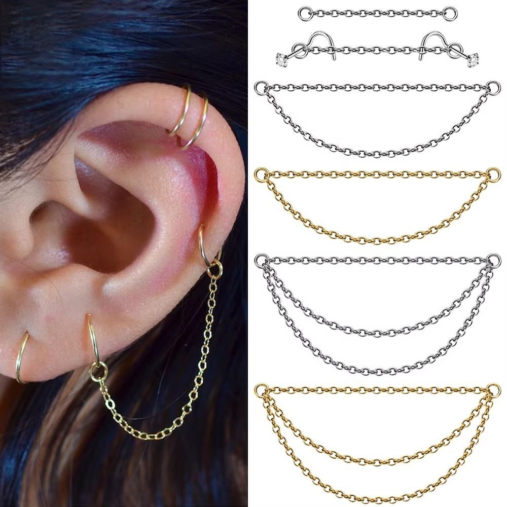 โซ่จมูกไทเทเนียมแฟชั่น โซ่คู่  - Body Jewelry And Piercing บทวิจารณ์และราคา