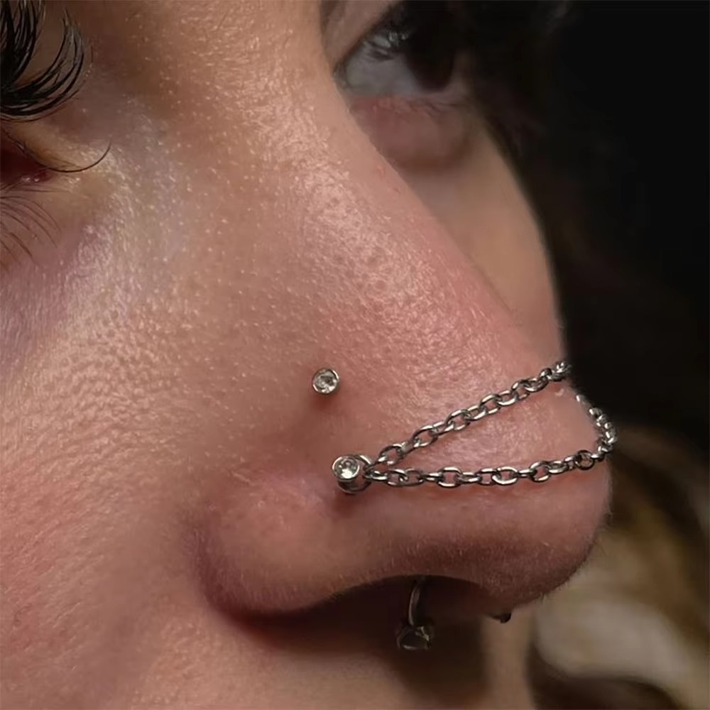 โซ่จมูกไทเทเนียมแฟชั่น โซ่คู่  - Body Jewelry And Piercing บทวิจารณ์และราคา