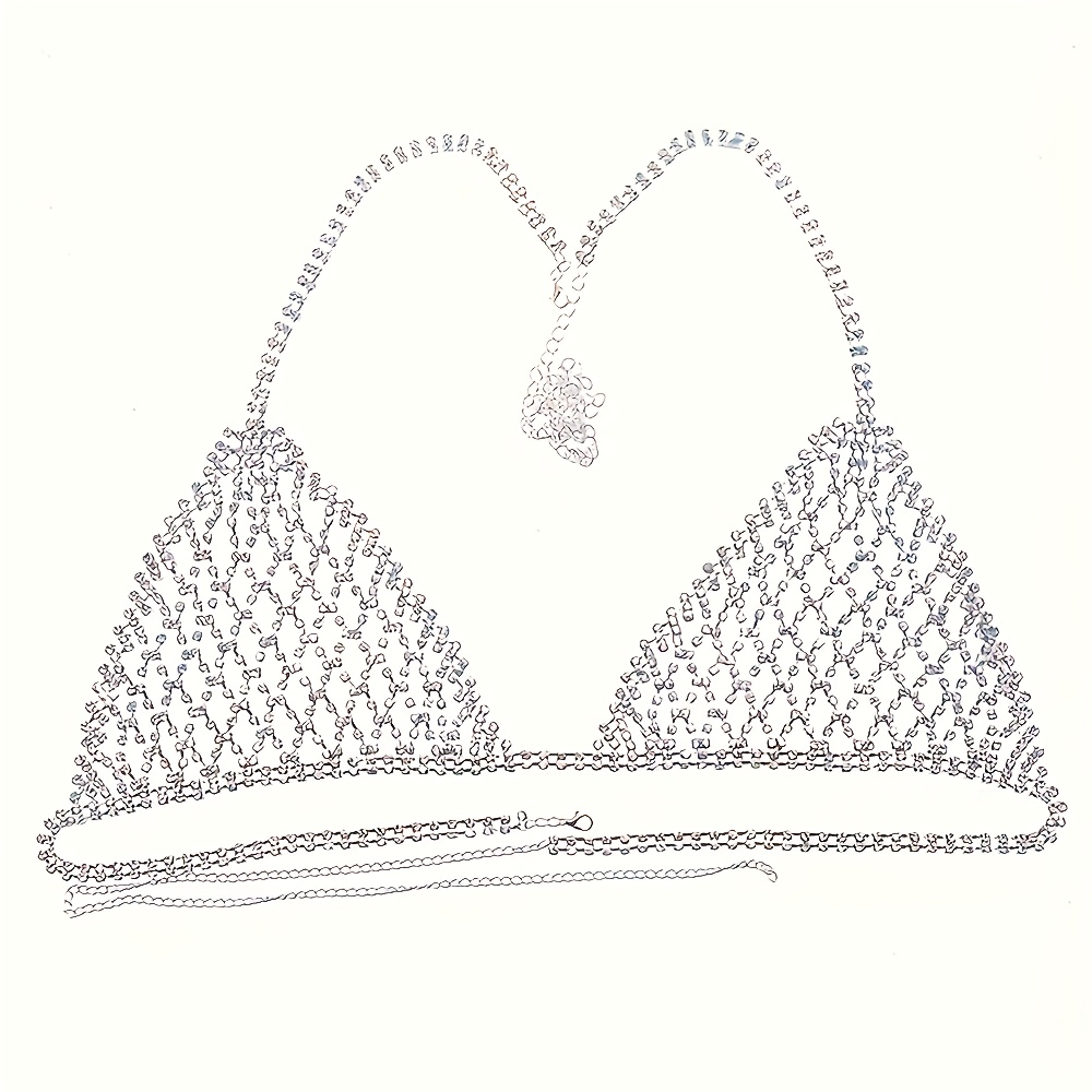 ส่วนบุคคลประกายสีเงิน Rhinesto - Body Jewelry Bra บทวิจารณ์และราคา