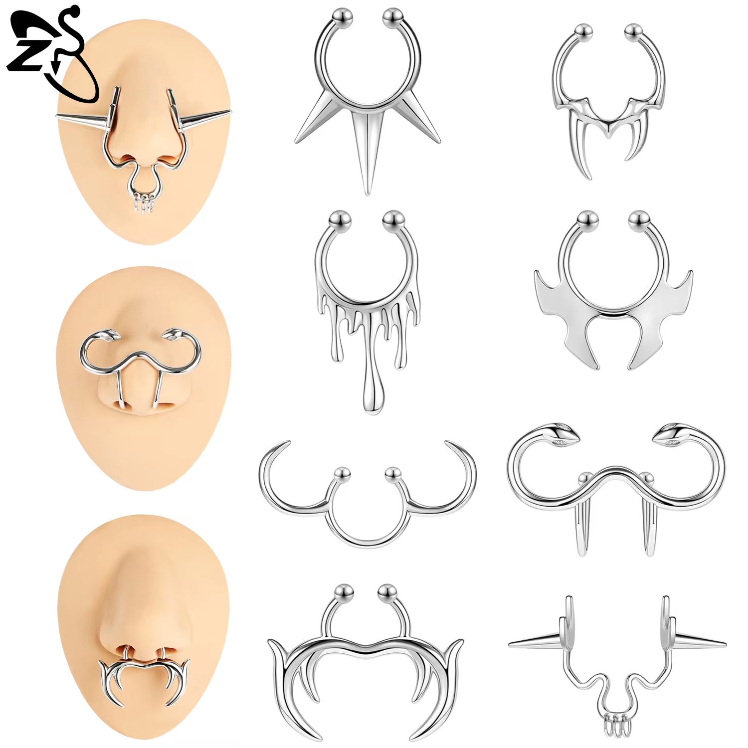 ZS แหวนติดผนังปลอมสไตล์พังก์สำ - Body Jewelry Septum บทวิจารณ์และราคา