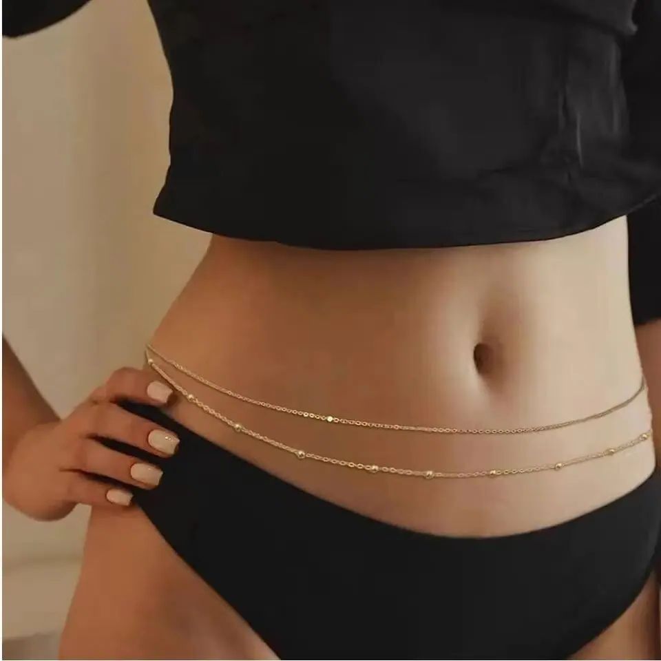 HipHop คู่ชั้น Belly Chains สํ - Body Jewelry Waist บทวิจารณ์และราคา