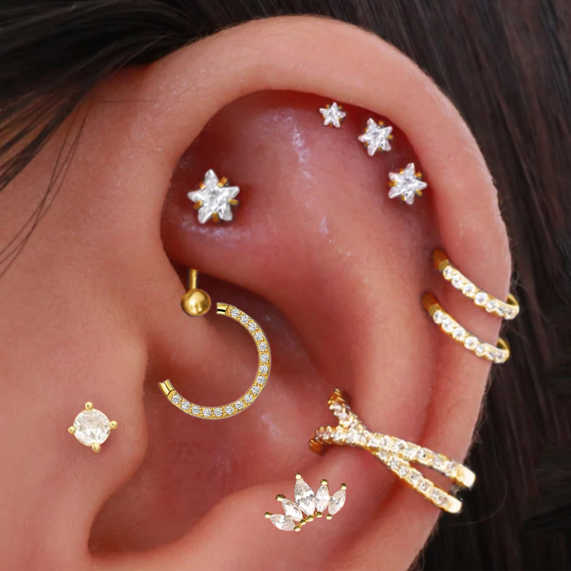 Helix Piercing Star ต่างหูผู้ห - Body Jewelry Trend บทวิจารณ์และราคา