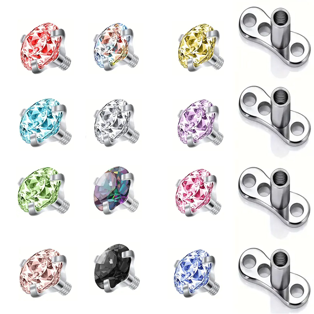 16PCS คริสตัล Zircon Dermal An - Dermal Anchor Top บทวิจารณ์และราคา