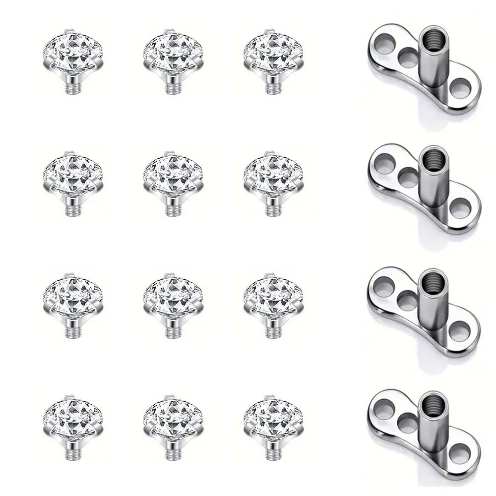 16PCS คริสตัล Zircon Dermal An - Dermal Anchor Top บทวิจารณ์และราคา