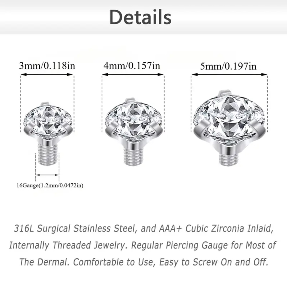 16PCS คริสตัล Zircon Dermal An - Dermal Anchor Top บทวิจารณ์และราคา